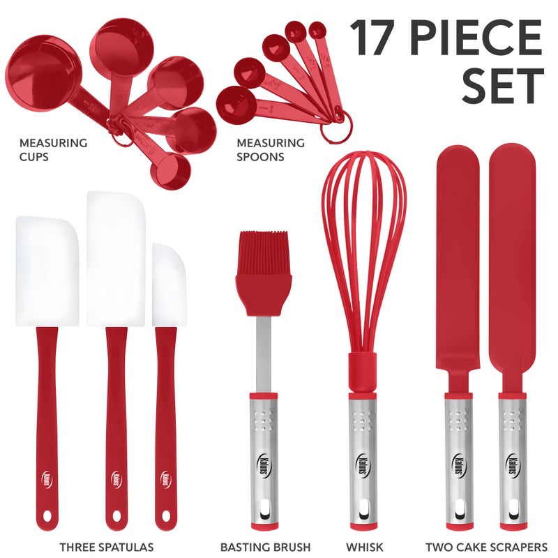 Kaluns Silicone Spatula Set, 17 Piece Baking Utensils, Nylon and Stainless Steel, Non Stick and Heat Resistant Bakeware set New Baker's Gadget Tools Collection - Image 5